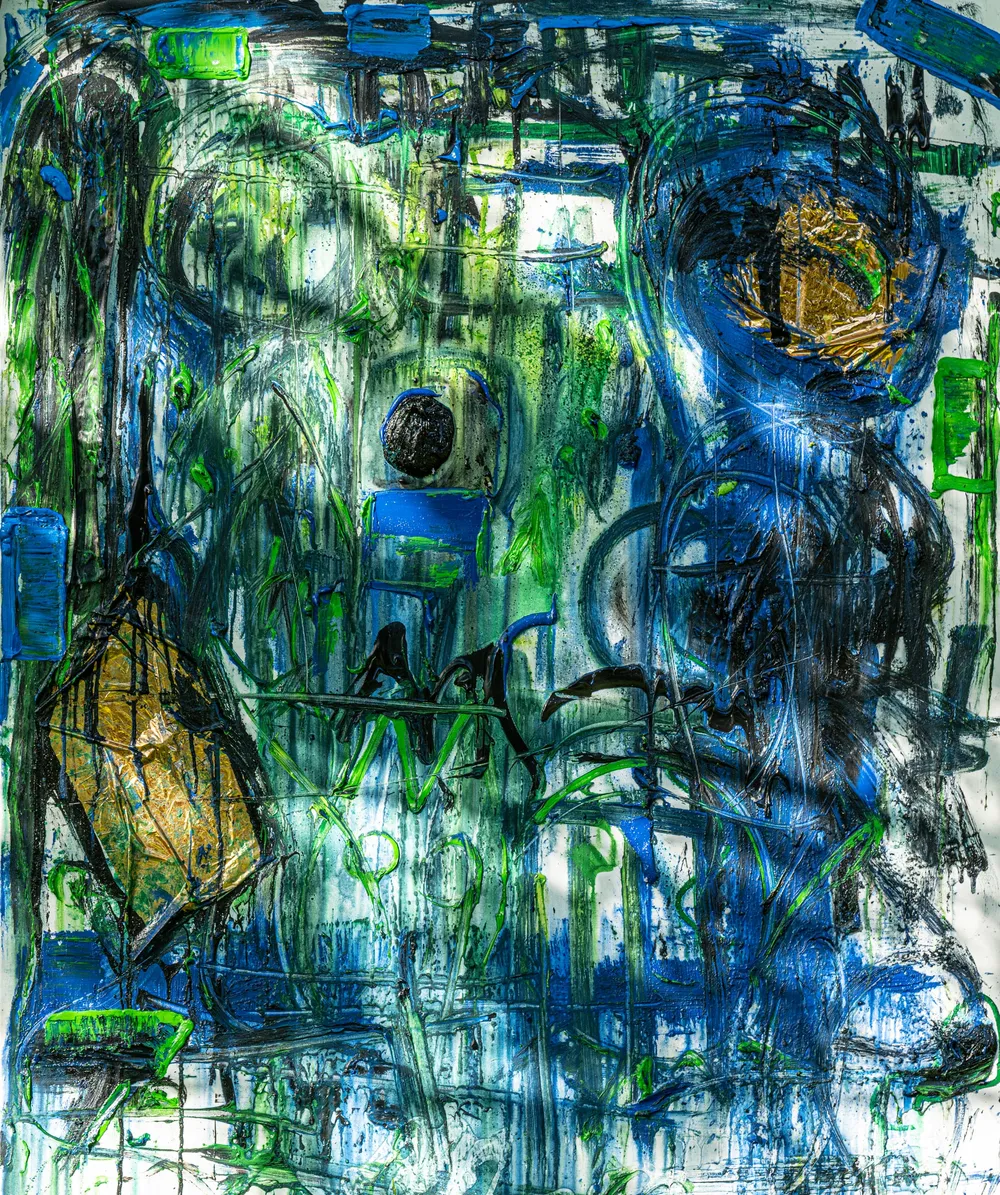 Detail of one of Pierre Fabre's paintings